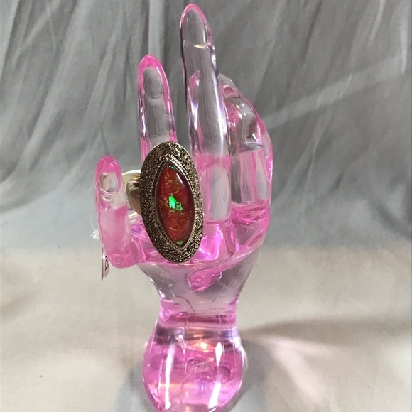 Red Oval Statement Accent Adjustable Ring - Picture 1 of 4